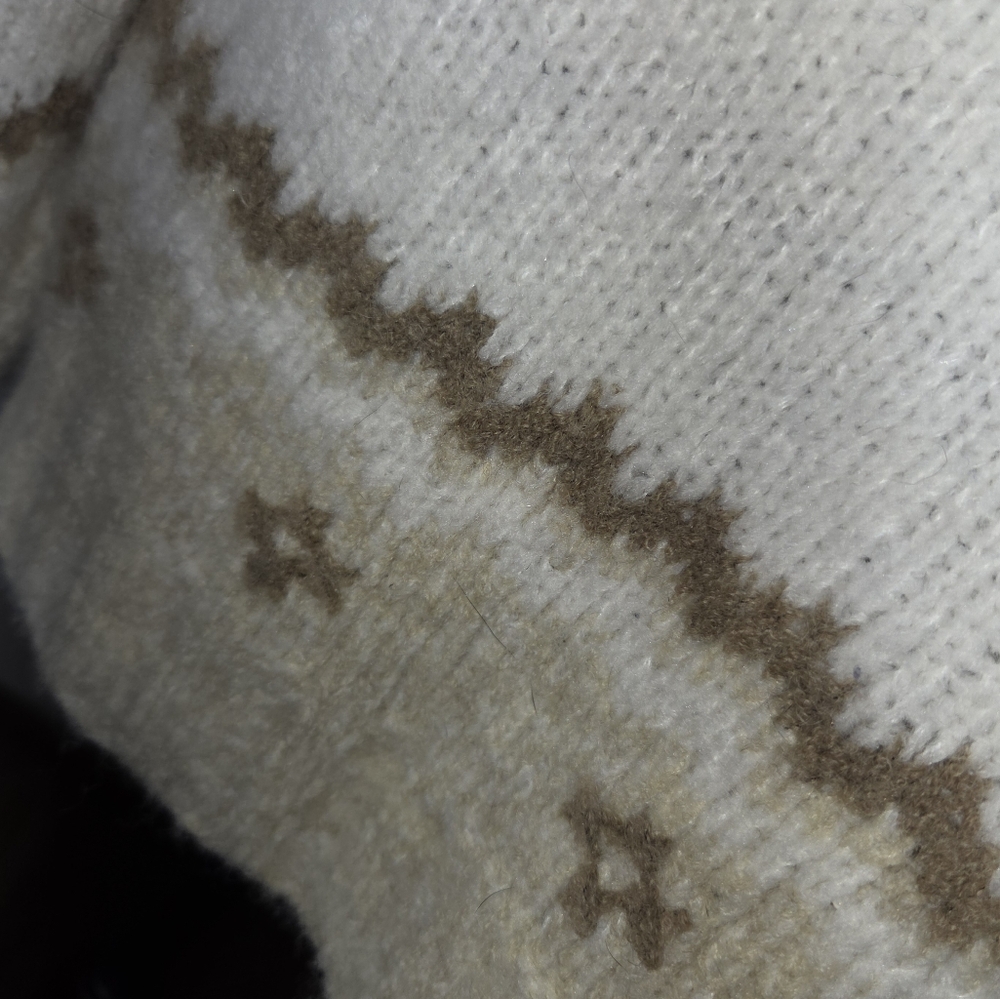 Merino Blend Cozy Cream and Brown Patterned Sweater Womens Size Medium - Picture 2 of 7